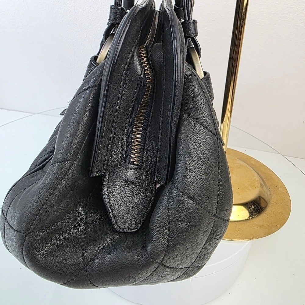 Bally Quilted Rosalyn Tassell Satchel Baguette Handbag Black Leather - Picture 16 of 16